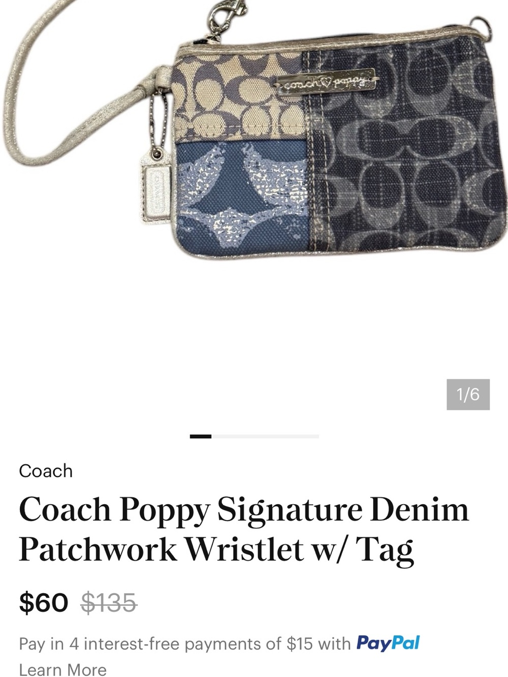Coach Patchwork Signature Wristlet in Beige, Brown and Silver - Picture 9 of 10